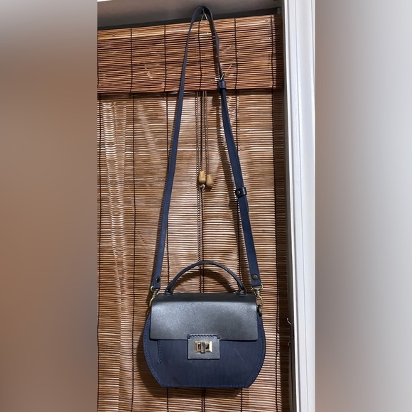 Blue Leather Handbag.  NWOT - Picture 4 of 9